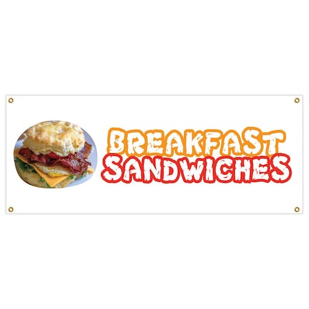 Signmission Breakfast Sandwiches Banner Heavy Duty 13 Oz Vinyl with Grommets B-Breakfast Sandwiches